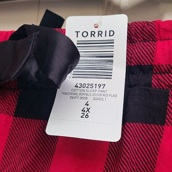 🆕 Torrid Traditional Buffalo Jester Black Red Plaid Cotton Sleep Pant - Picture 6 of 6